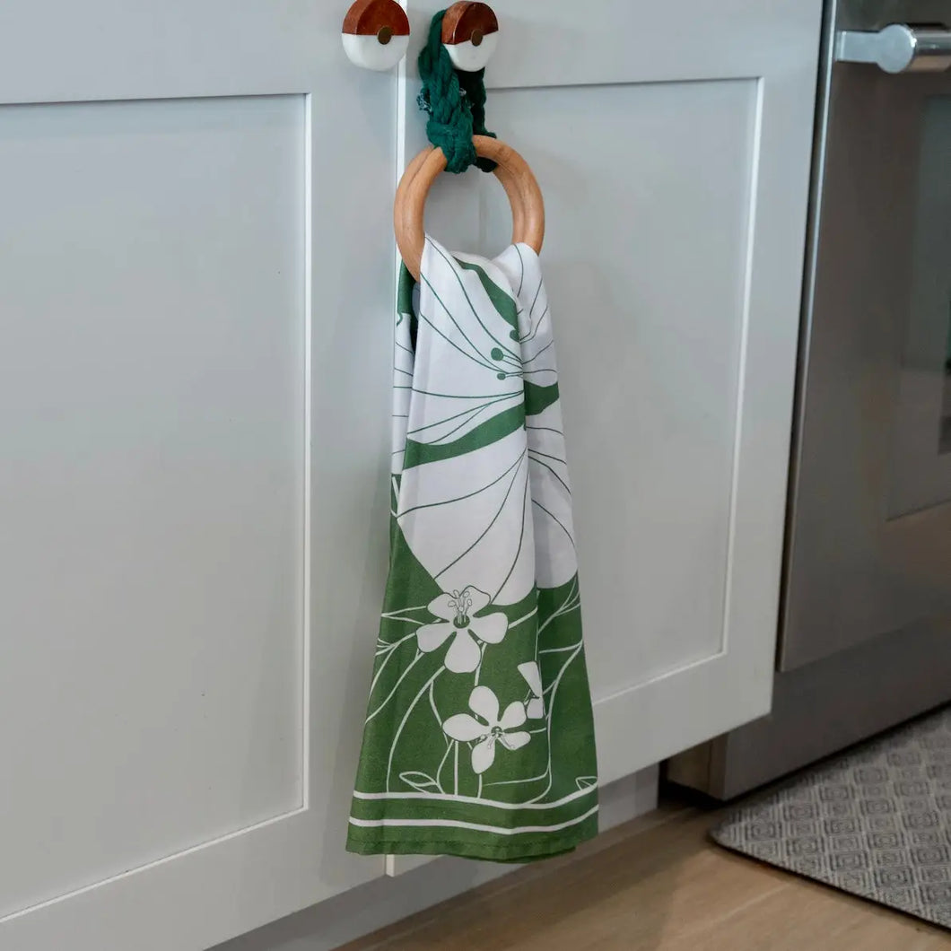 Misha Hawaii Home Hibiscus Tea Towel Sage
