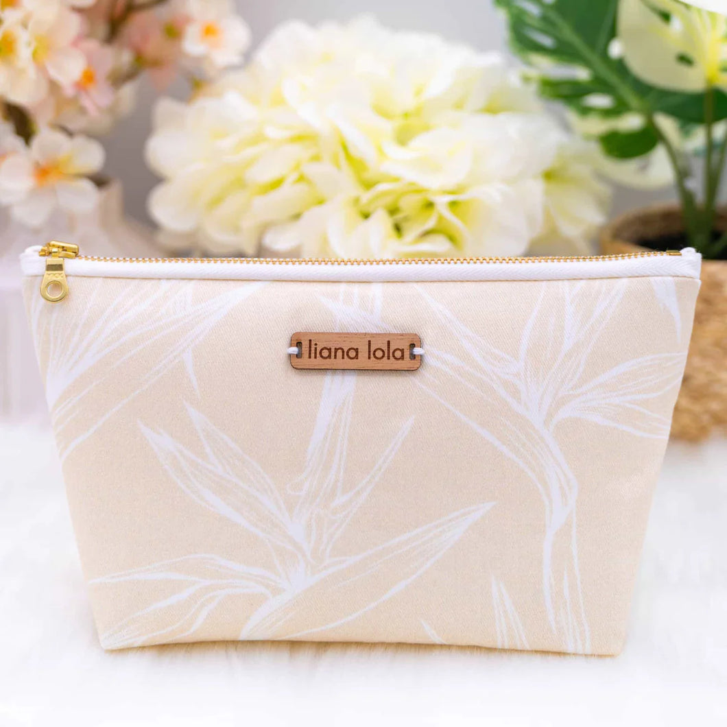 Liana Lola Accessory Pouch - Bird of Paradise Art Cream White