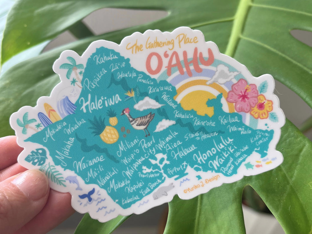 Island Stickers & More Oahu Map Sticker