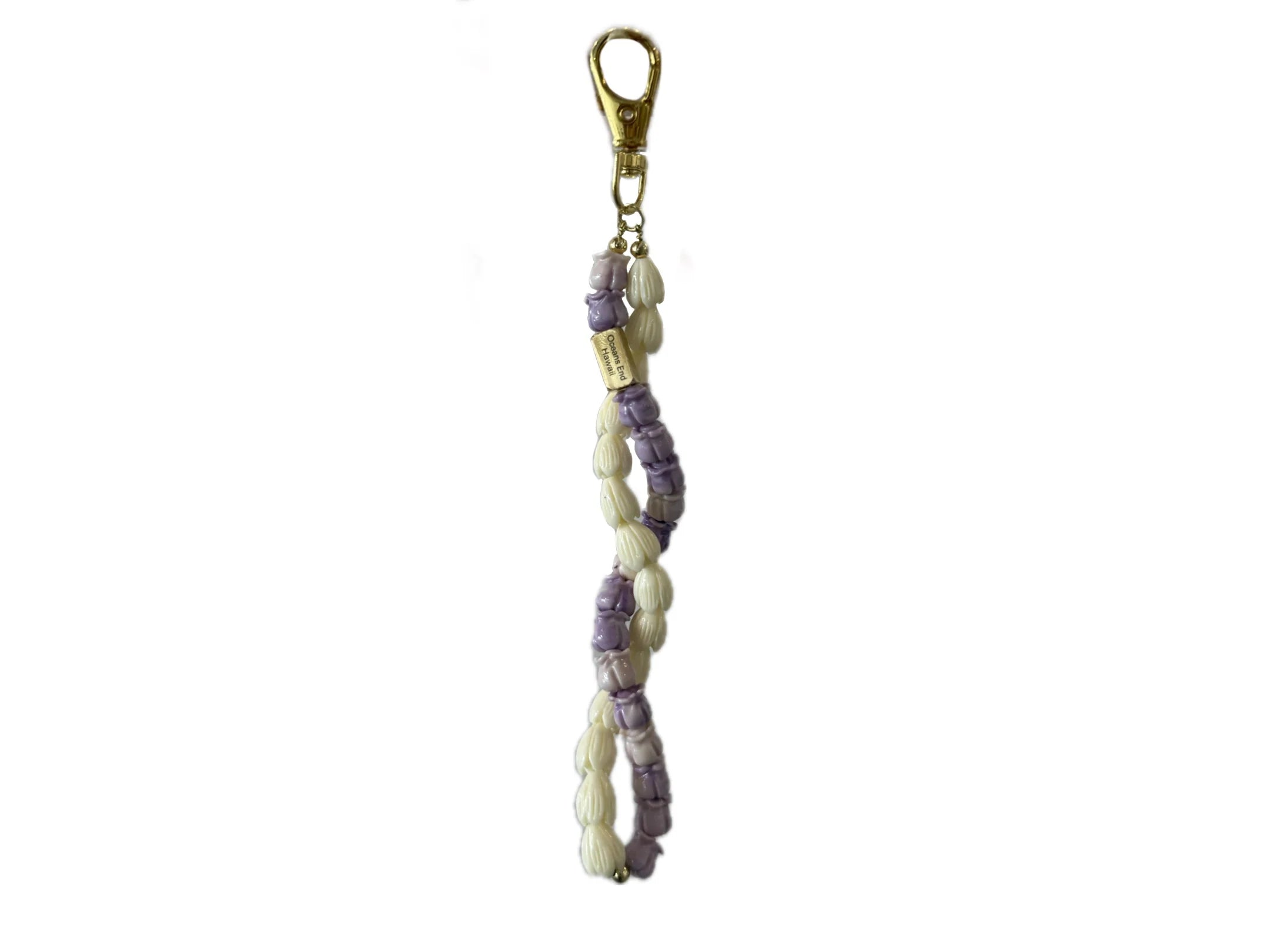Oceans End Lei Pua Key Chain - Double Twist | Pikake & Purple Crown