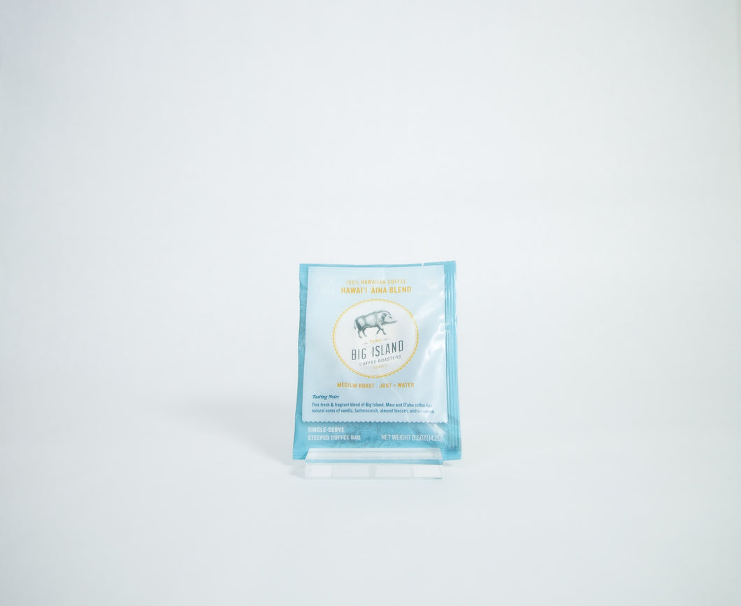 Big Island Coffee Roaster's Compostable Single Serve Coffees - 100% HAWAI’I AINA, MEDIUM ROAST