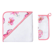 Load image into Gallery viewer, Coco Moon Hibiscus Kiss Hooded Towel Set
