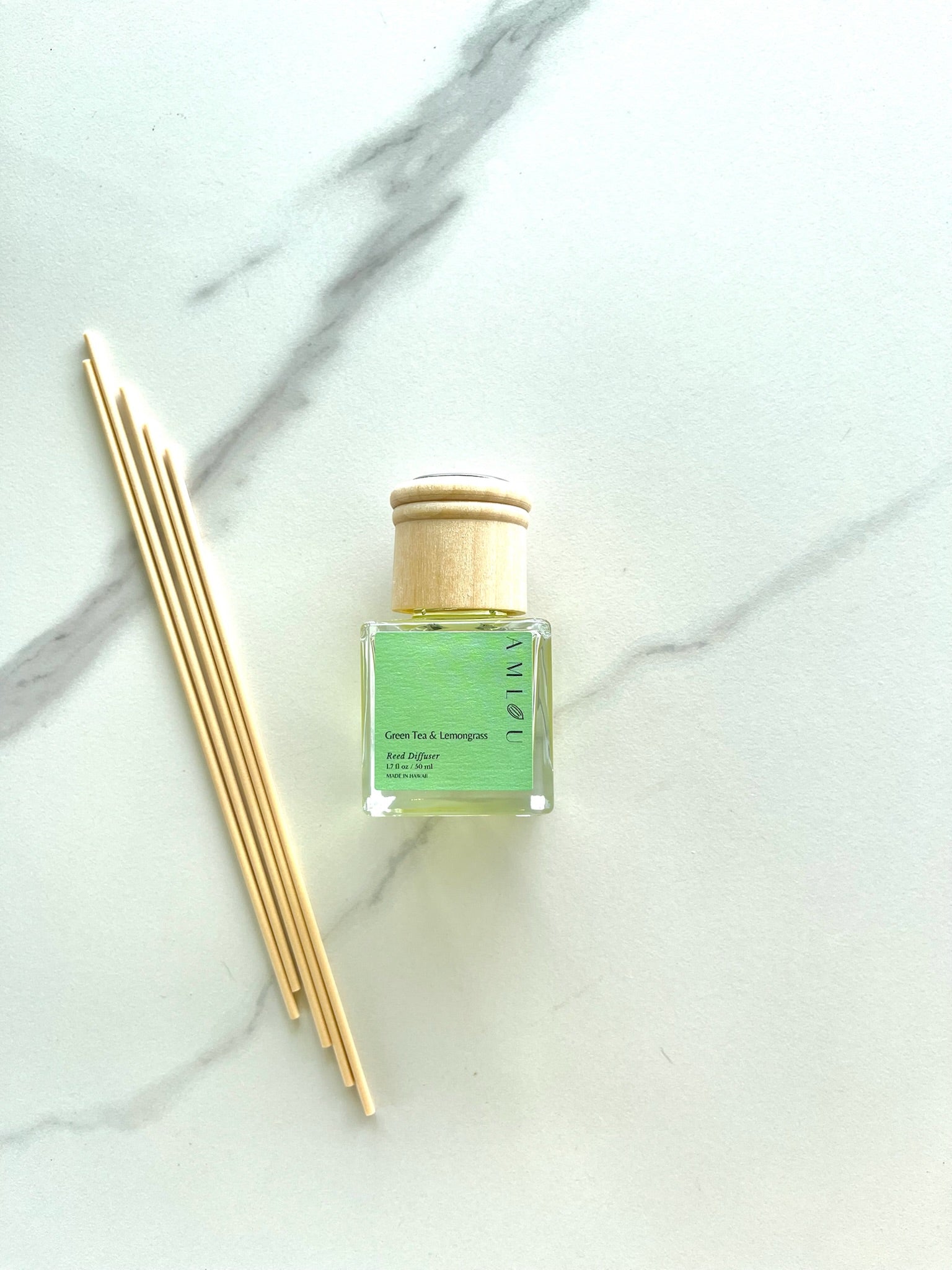 Amlou Living Reed Diffuser-Green Tea & Lemongrass – Me Ke Aloha