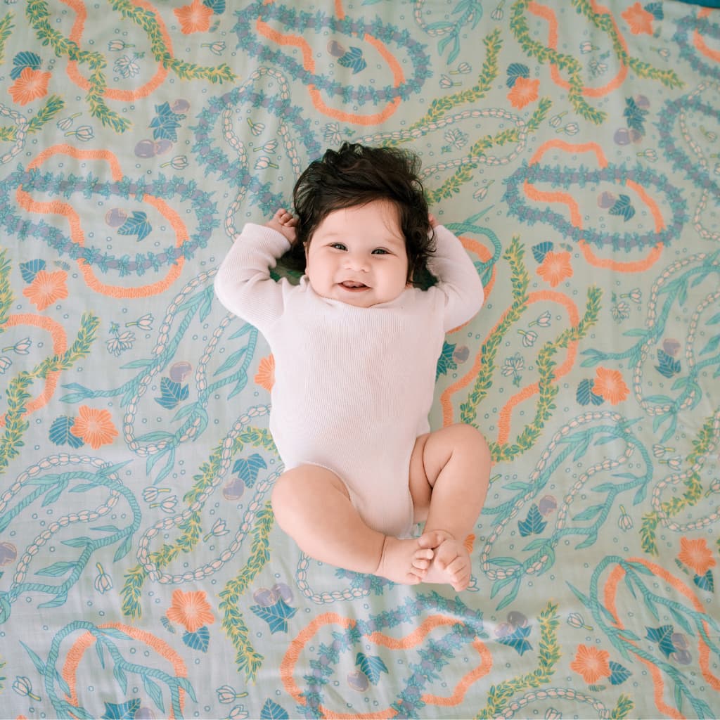 Coco Moon Lei Stand Throw Blanket