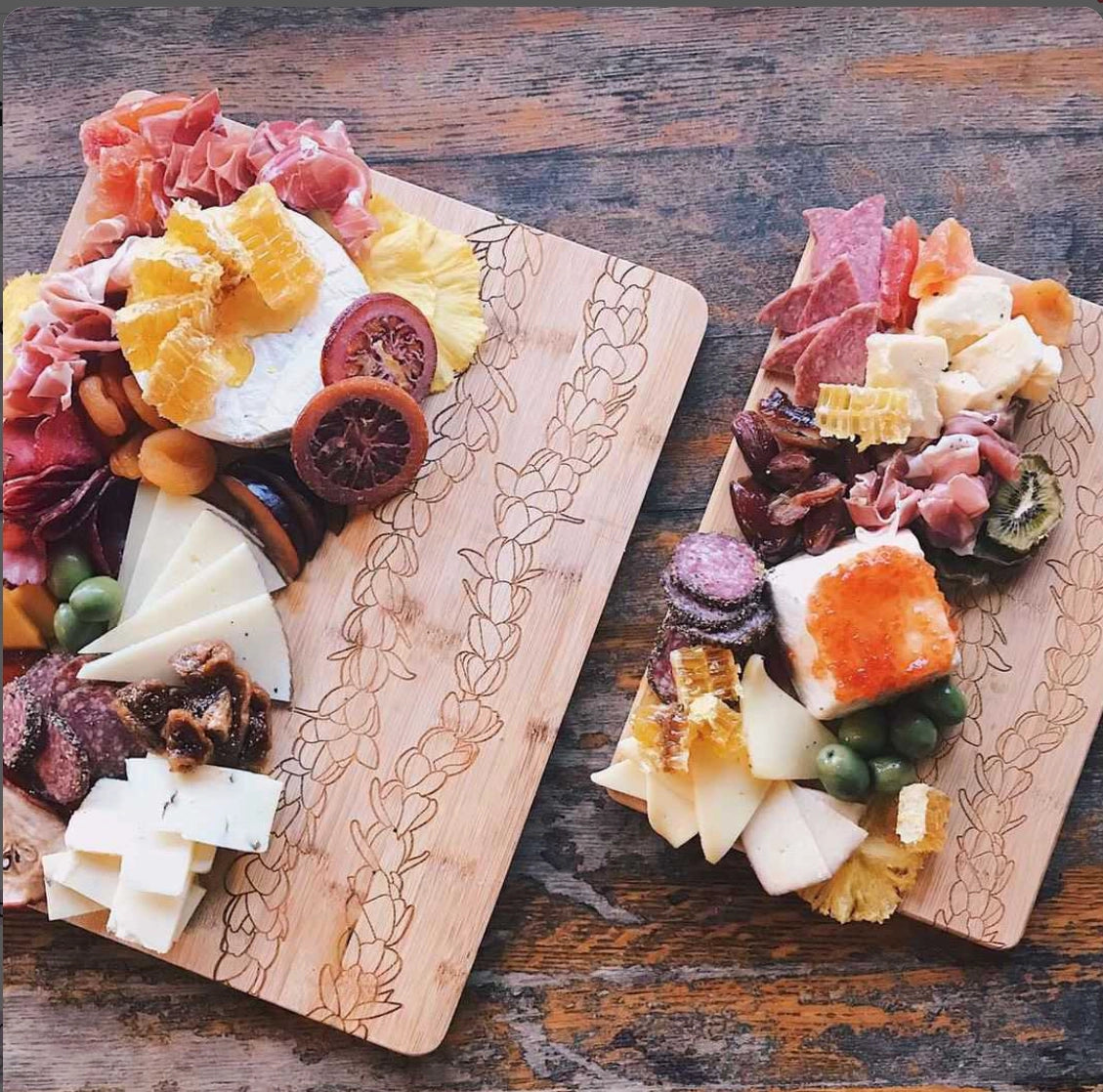 Lahaʻole Designs Pīkake Lei Bamboo Charcuterie Board-No Handle
