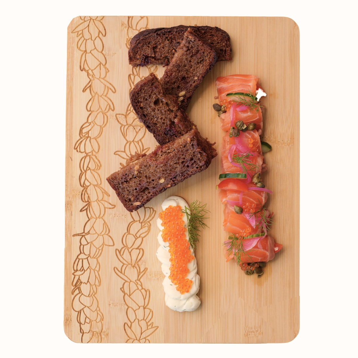 Lahaʻole Designs Pīkake Lei Bamboo Charcuterie Board-No Handle