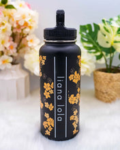 Load image into Gallery viewer, Liana Lola Insulated Water Bottle- Puakenikeni Black
