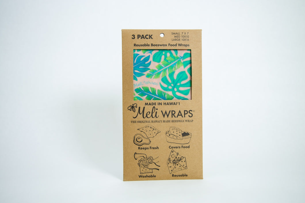 Meli Wraps 3-Pack Reusable Beeswax Food Wrap-Kahanu Print