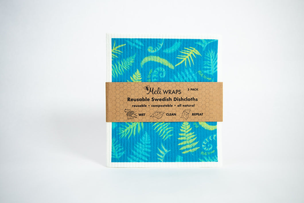 Meli Wraps Fern Swedish Dish Cloth Set of 3