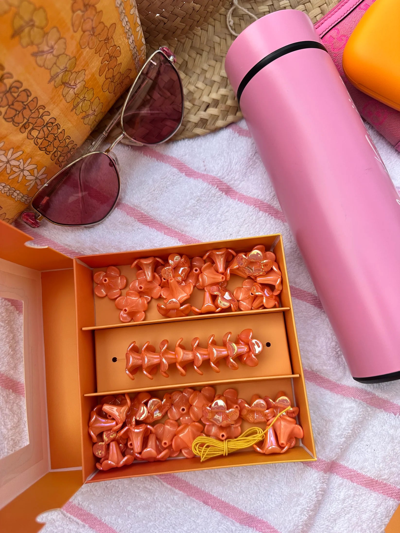 Kailua Beads Make Your Own Puakenikeni Lei-Orange