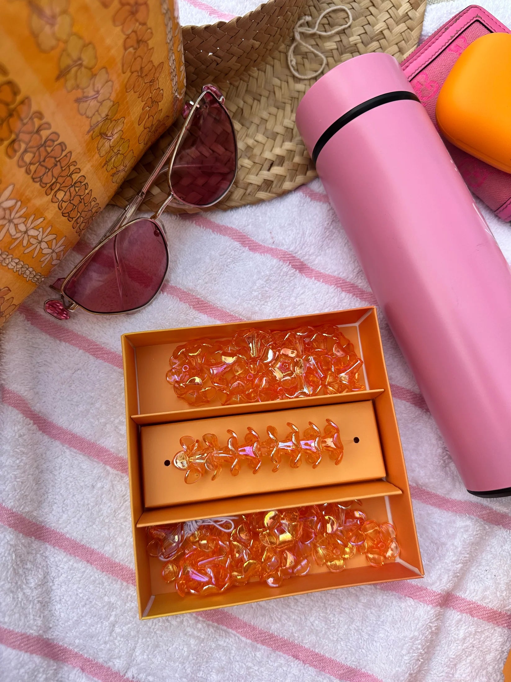 Kailua Beads Make Your Own Puakenikeni Lei- Translucent Orange