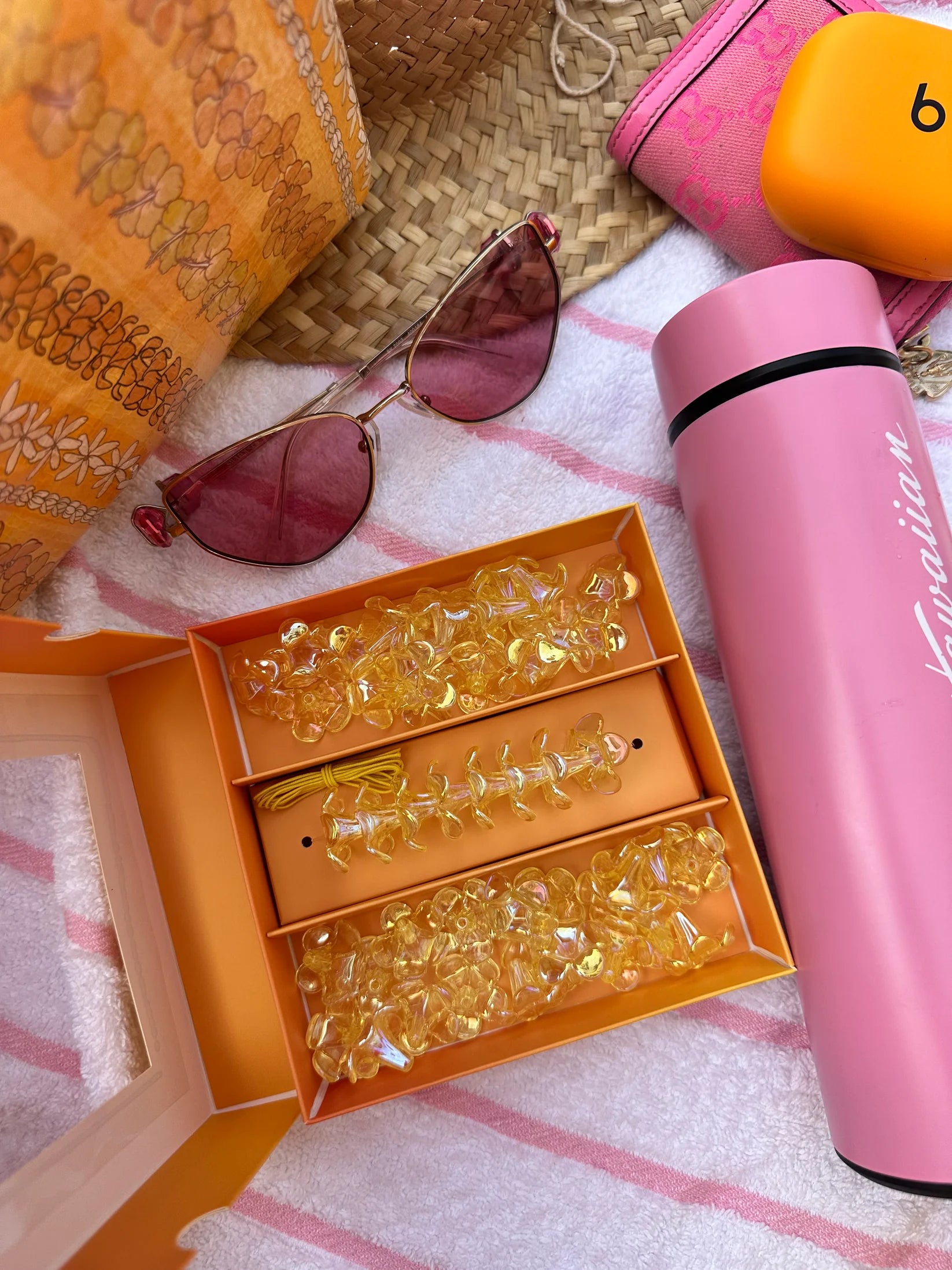 Kailua Beads Make Your Own Puakenikeni Lei-Translucent Yellow