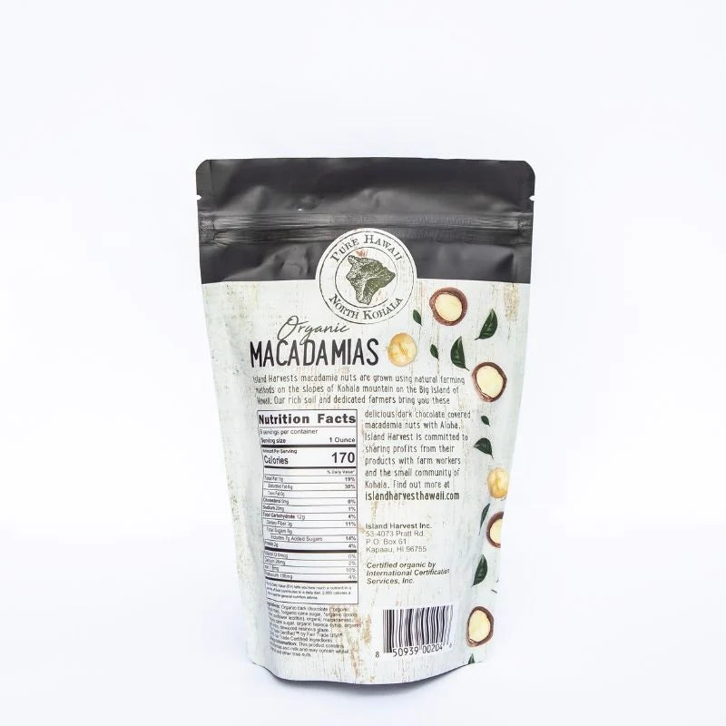 Island Harvest Organic Macadamia Nuts with Dark Chocolate 9oz