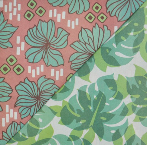 Wrappily Double-Sided Everyday Eco Wrapping Paper – Retro Bloom/ Monstera Shadow