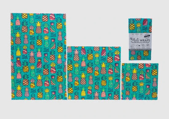 Meli Wraps 3-Pack Reusable Beeswax Food Wrap-Pineapple Print